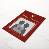 鹿の頭のシルエッカスタムト（赤に写真付） 箔シーズンカード (回転した状態)