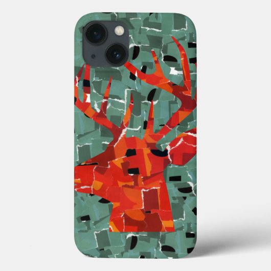 鹿の頭のシルエットモザイク Case-Mate iPhoneケース (裏面)