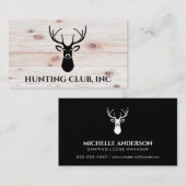 鹿の頭のロゴ |木製ボードの背景 名刺 (正面/裏面)