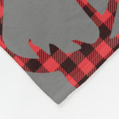 鹿の頭の〔雄ジカの〕枝角パターンバッファロープレイドモノグラム フリースブランケット (角)