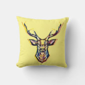 鹿の頭を水色のカラフル写真として クッション (正面)