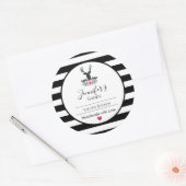 鹿の頭ピンクの花と山せっけん/ろうそく ラウンドシール (封筒)