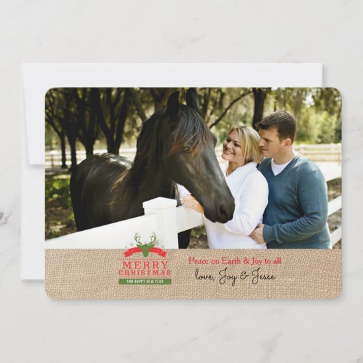 鹿の頭ラベルフォトホリデーカード シーズンカード (正面)