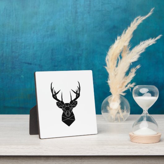 鹿の頭幾何学模様AiファイルディアシルエットスタッグP フォトプラーク (インサイチュ)