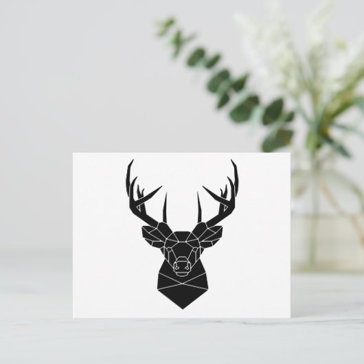 鹿の頭幾何学模様Aiファイルディアシルエットスタンド ポストカード (スタンド正面)
