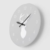 鹿の頭狩人バックウォール時計 – グレー ラージ壁時計 (傾斜)