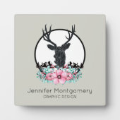 鹿の頭花と山の名前とタイトル フォトプラーク (正面)