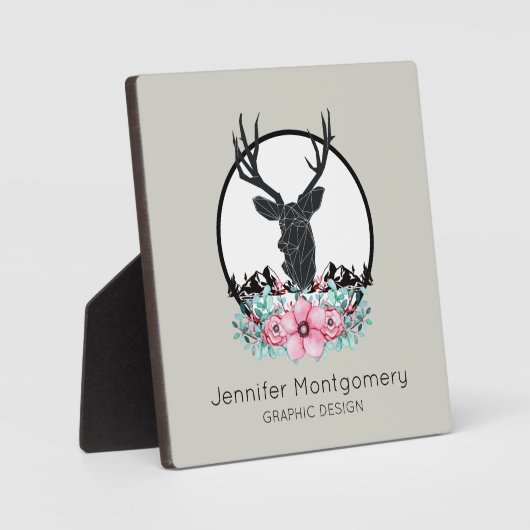 鹿の頭花と山の名前とタイトル フォトプラーク (正面)