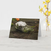 鹿の頭蓋骨のグリーティングカード カード (黄色い花)