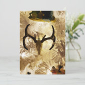 鹿の頭蓋骨の飾りが付いた白いクリスマスツリー シーズンカード (スタンド正面)