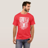 鹿の頭蓋骨アメリカ国旗 Tシャツ (正面フル)
