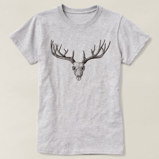 鹿の頭蓋骨 Tシャツ (デザイン正面)