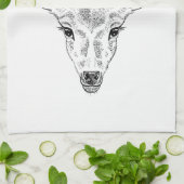 鹿の頭 – シンプルラインアートスケッチイラストレーション キッチンタオル (折り畳み)