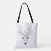 鹿の頭 – シンプルラインアートスケッチイラストレーション トートバッグ (裏面)