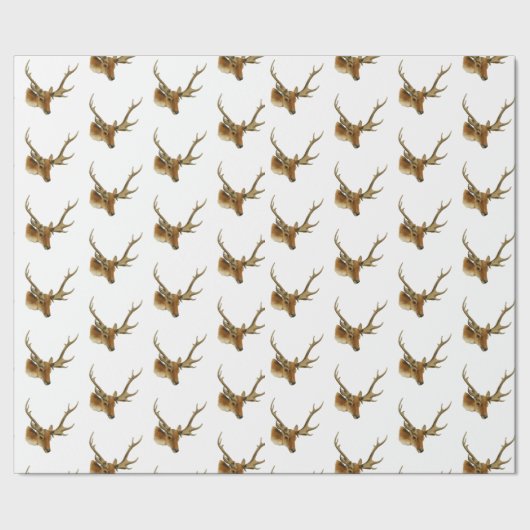 鹿の頭(中〔雄ジカの〕枝角付き#1) ラッピングペーパー (シーム)