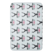 鹿の頭（花と山の模様） バスマット (正面縦)