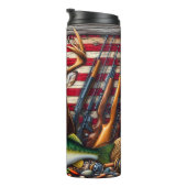 鹿の魚の銃アメリカ国旗 タンブラー (回転右)