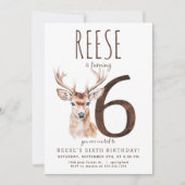 鹿の６歳誕生日招待状 招待状 (正面)