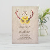 鹿の〔雄ジカの〕枝角とひまわりのリハーサル素朴ディナー 招待状 (スタンド正面)