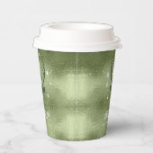 鹿の〔雄ジカの〕枝角シルエット&スノーフレーク緑ID861 紙コップ (右)