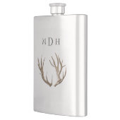 鹿の〔雄ジカの〕枝角モノグラムのが彼を求める フラスク (左)
