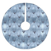 鹿の〔雄ジカの〕枝角矢印クリスマスパターンブルーID861 ブラッシュドポリエステルツリースカート (正面)