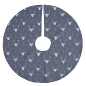 鹿の〔雄ジカの〕枝角矢印クリスマスパターンブルーID861 ブラッシュドポリエステルツリースカート (正面)