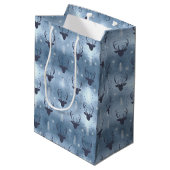 鹿の〔雄ジカの〕枝角矢印クリスマスパターンブルーID861 ミディアムペーパーバッグ (裏面アングル)