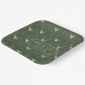 鹿の〔雄ジカの〕枝角矢印パターンV2緑ID861 ペーパープレート (傾斜あり)