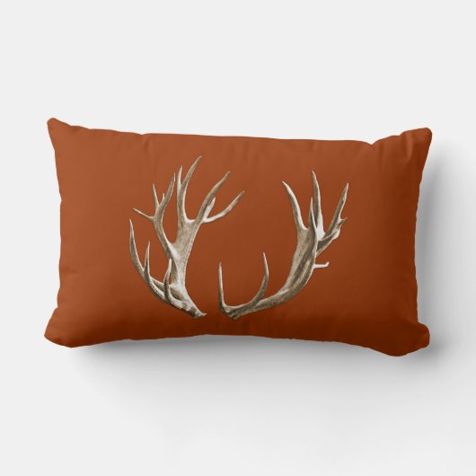 鹿の〔雄ジカの〕枝角素朴ラストオレンジランバーピロー ランバークッション (裏面)