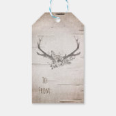 鹿の〔雄ジカの〕枝角&樺の木ヴィンテージウェディングの好意 ギフトタグ (裏面)