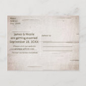 鹿の〔雄ジカの〕枝角&樺の木ヴィンテージウェディング日付を保存 案内ポストカード (裏面)