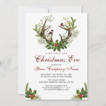 鹿の〔雄ジカの〕枝角、鳥類ホリーベリークリスマスパーティー