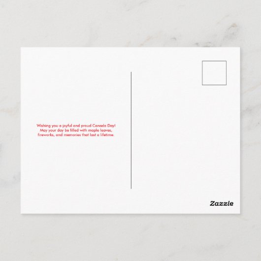 鹿はっきりした赤と白をテーマにしたカナダの日 ポストカード (裏面)