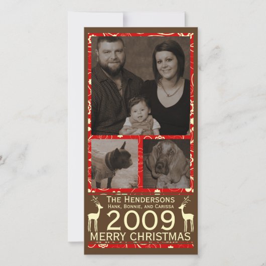 鹿はクリストマだ！休日フォトカード シーズンカード (正面)