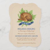 「鹿め!」 可愛いウッドランドをテーマにした男の子の赤ちゃんシャワー 招待状 (正面/裏面)