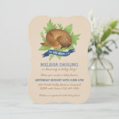 「鹿め!」 可愛いウッドランドをテーマにした男の子の赤ちゃんシャワー 招待状 (スタンド正面)