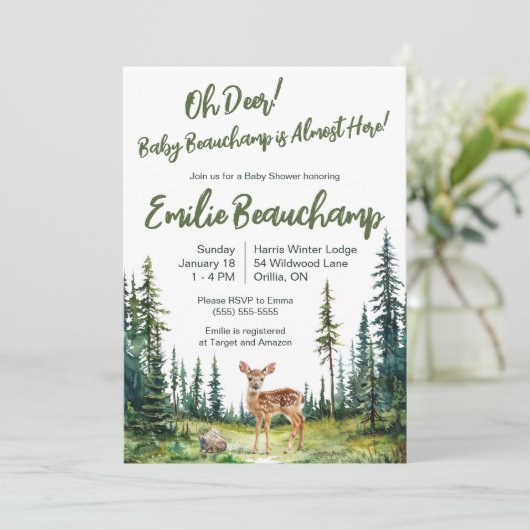 鹿め!新生児が来たぞ!赤ちゃんシャワー 招待状 (スタンド正面)