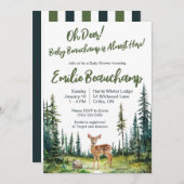 鹿め!新生児が来たぞ!赤ちゃんシャワー 招待状 (正面/裏面)