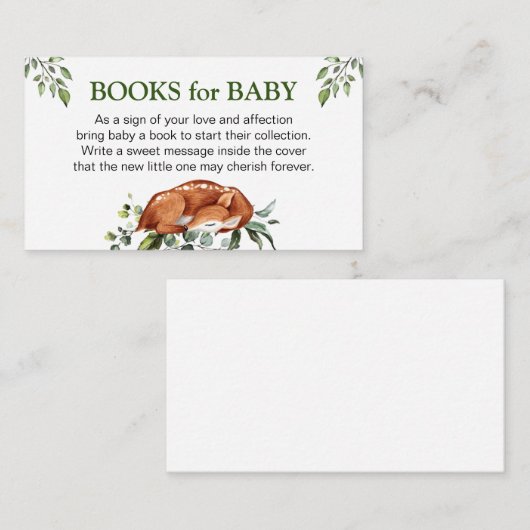 鹿め！赤ちゃんシャワーブックリクエストカード エンクロージャーカード (正面/裏面)