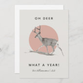 鹿よ、今年はミニマルなピンクのファミリー ネーム、なんて素敵! シーズンカード (正面/裏面)