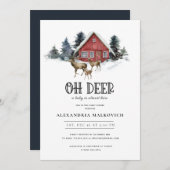 鹿をテーマにしたウッドランドベビーシャワー招待状 招待状 (正面/裏面)