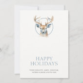 鹿をテーマにしたクリスマスパーソナライズされた シーズンカード (正面)