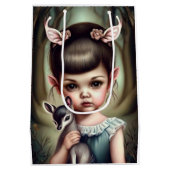 鹿を抱いている少女 ミディアムペーパーバッグ (裏面)