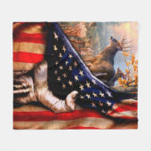鹿アメリカ国旗の毛布 フリースブランケット (正面(横))