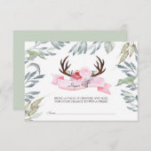 鹿アントラーガールベビーシャワーおむつラッフル エンクロージャーカード (正面/裏面)