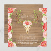 鹿アントラー素朴ウッドウォーター結婚カラー 招待状 (正面/裏面)