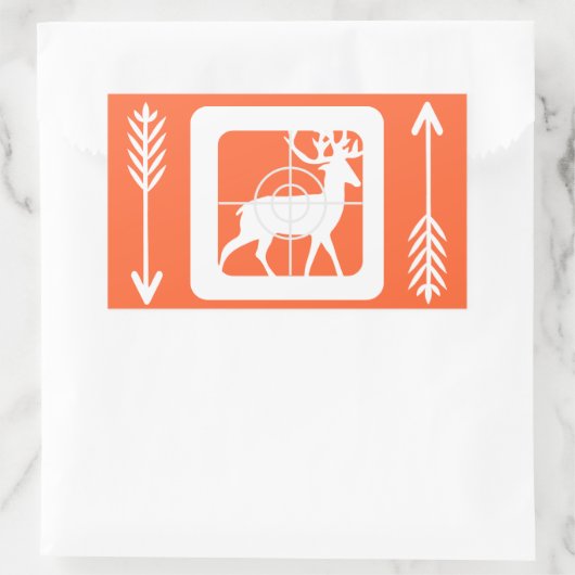 鹿アーチェリーシーズンハンターズオレンジ 長方形シール (バッグ)