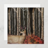 鹿イン樺の木ツリー空白のフラットノートカード ノートカード (正面/裏面)