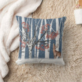 鹿イン樺の木林 クッション (ブランケット)